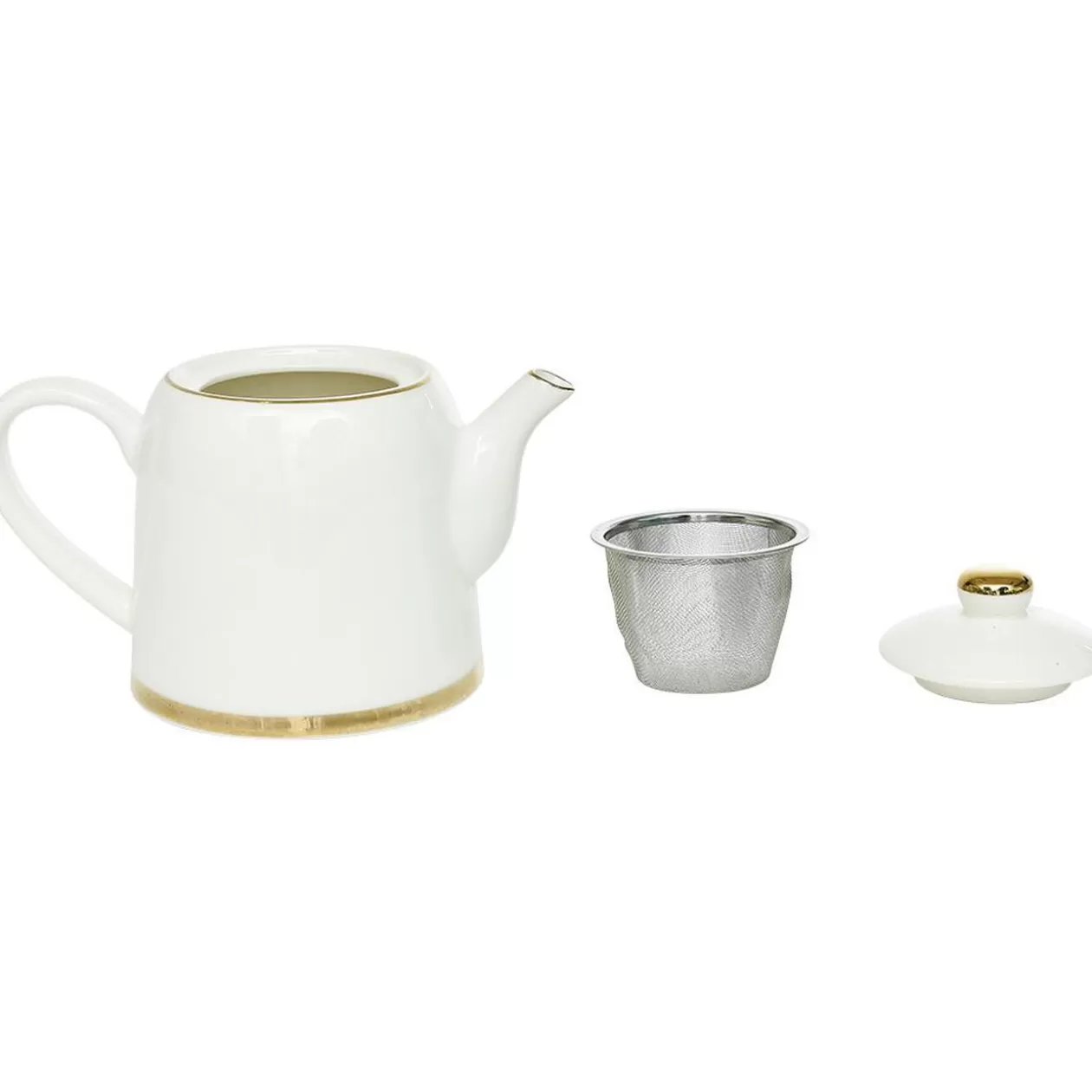 Théière 800ml blanche et dorée 20x12x15cm>Gifi Shop