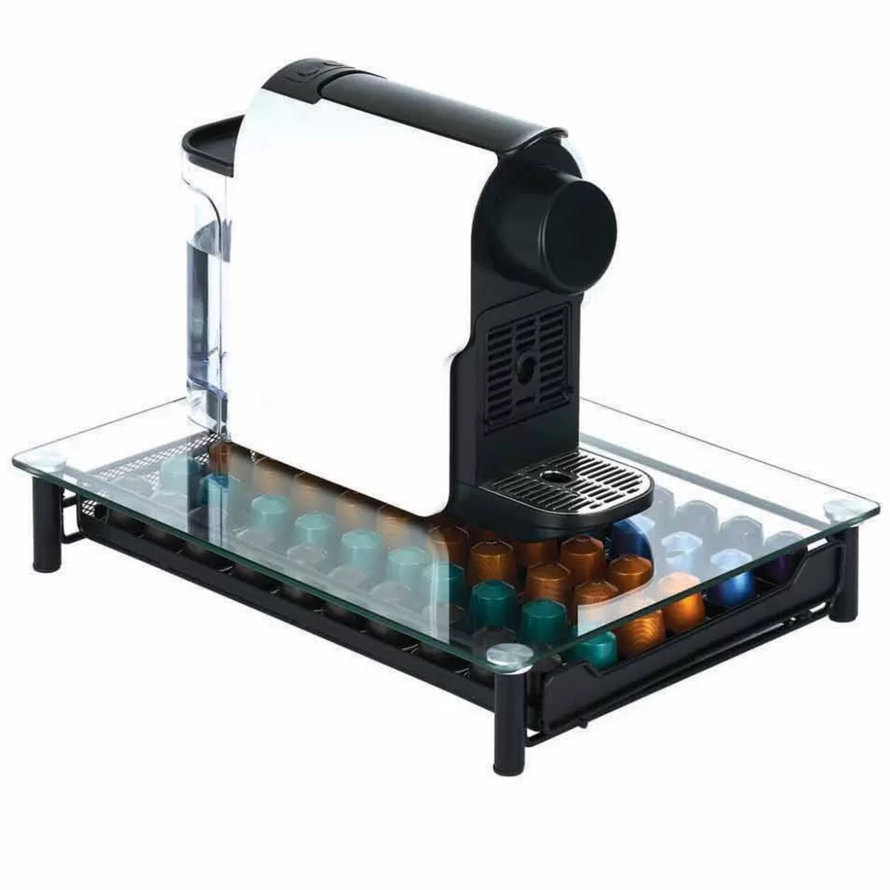 Gifi Tiroir à capsules en métal noir avec plateau en verre< Rangement De Cuisine