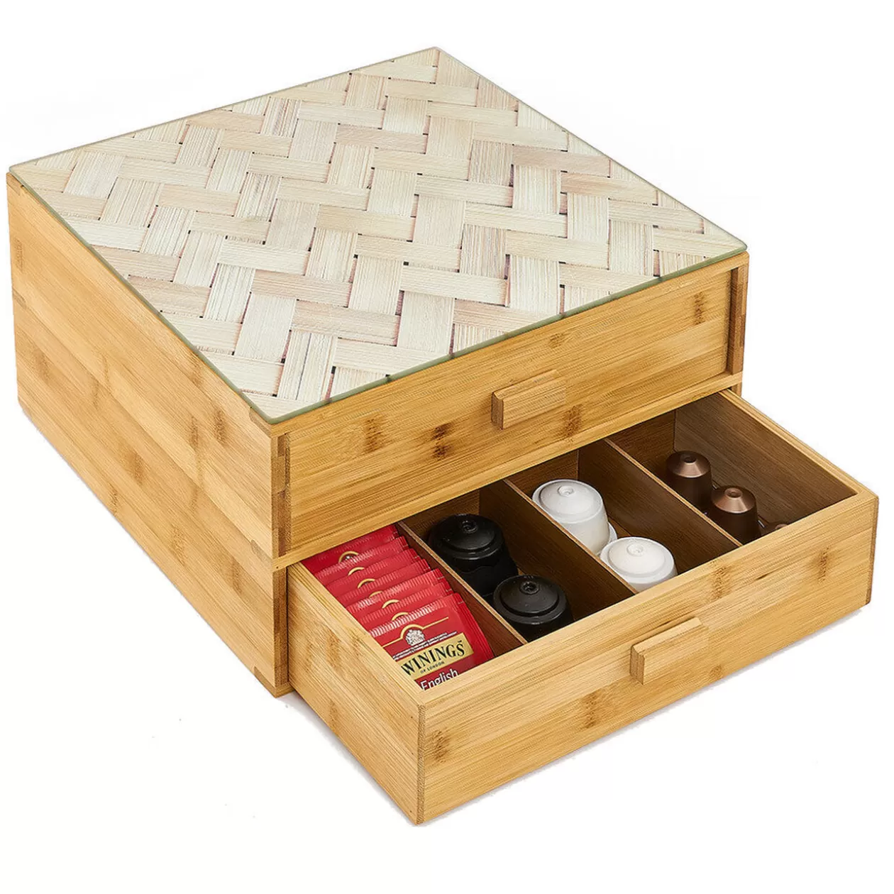 Tiroir à dosettes et capsules 2 niveaux bambou>Gifi Best