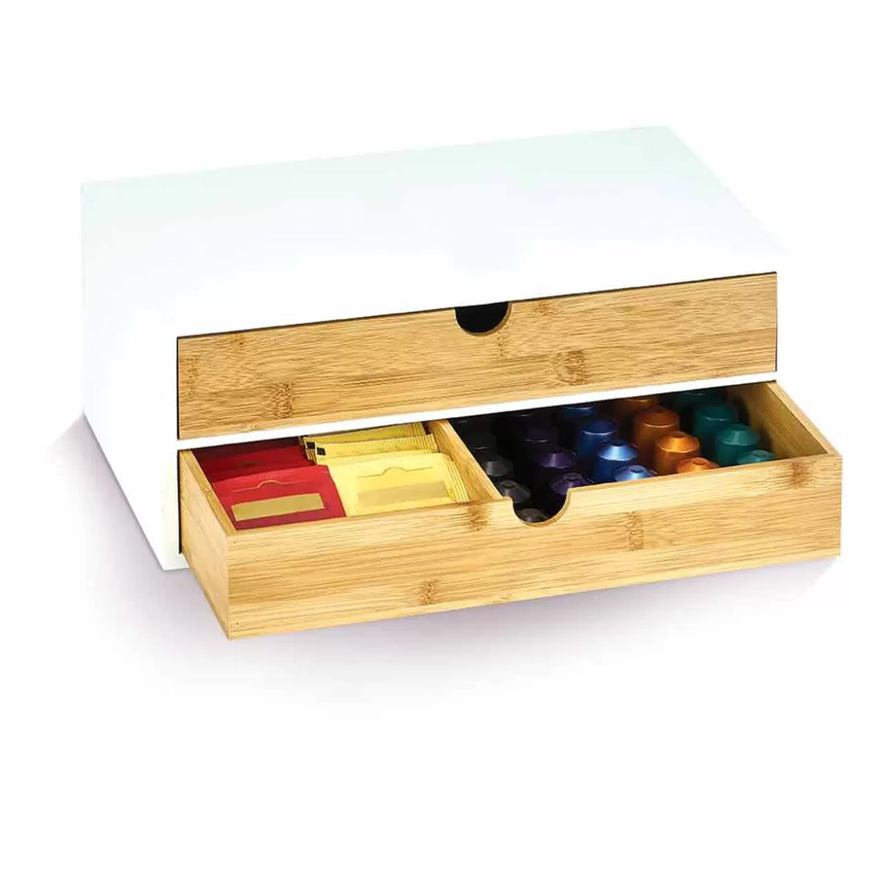 Gifi Tiroir à dosettes et capsules 2 niveaux bambou blanc naturel< Rangement De Cuisine