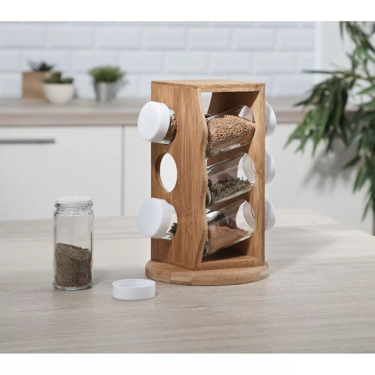 Gifi Tour à épices bambou avec pots< Vaisselle Et Accessoires De Table