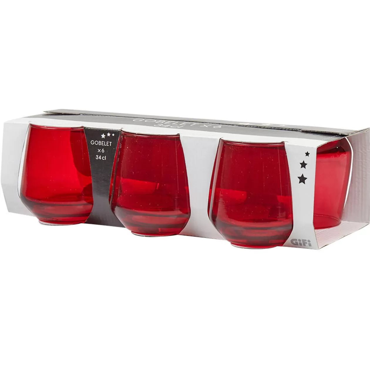 Verre à eau rouge translucide x6>Gifi Flash Sale