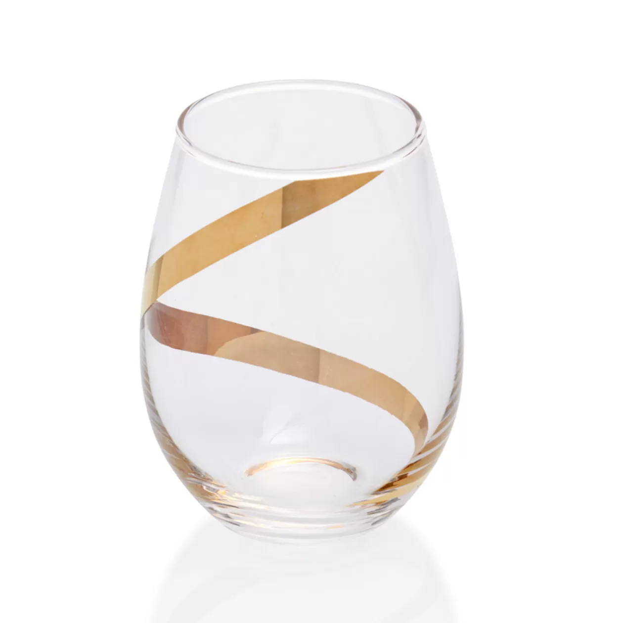 Verre à eau transparent motif ruban doré x3>Gifi Hot