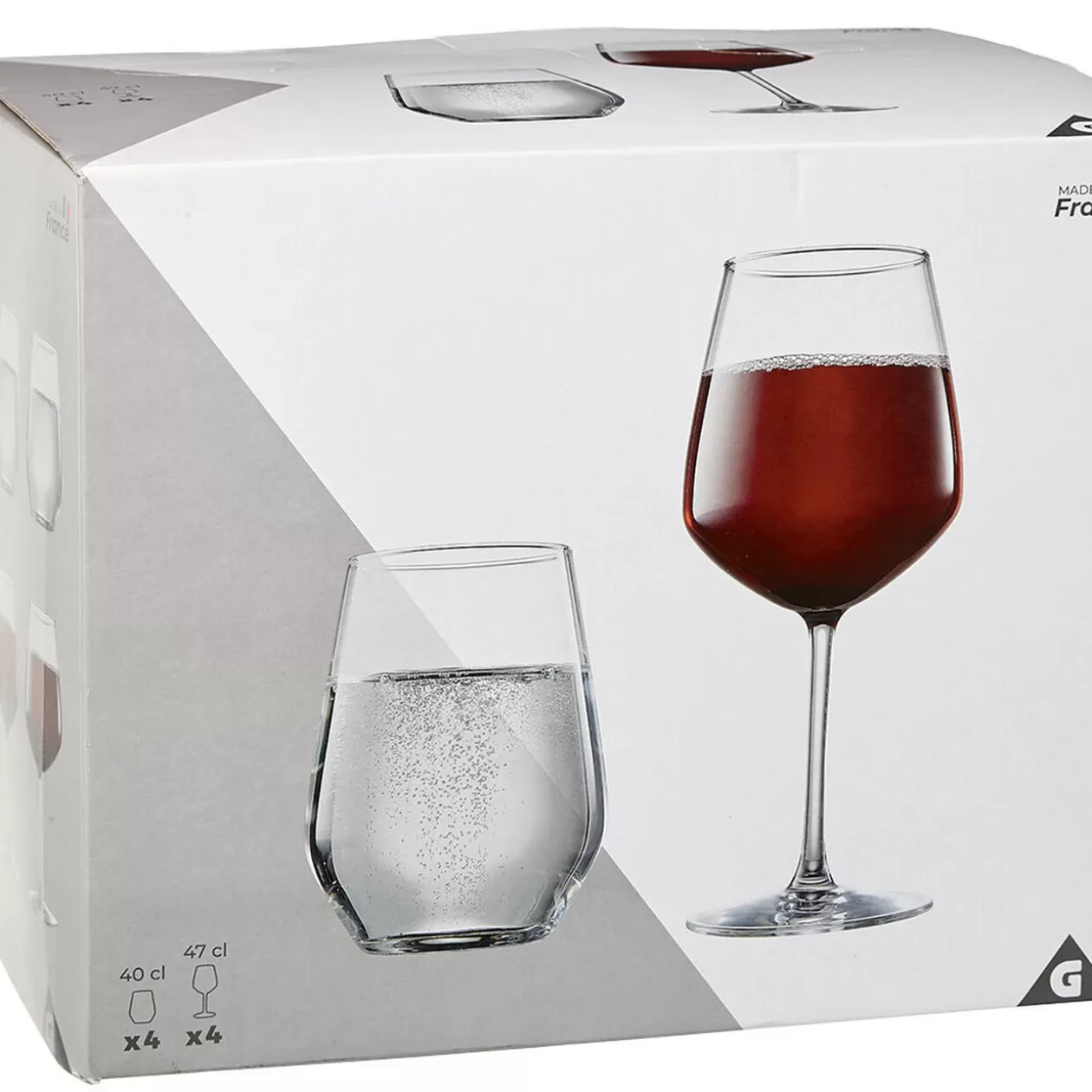 Gifi Verre à pied 47 cl x4 avec gobelet en verre 40 cl x4< Vaisselle Et Accessoires De Table