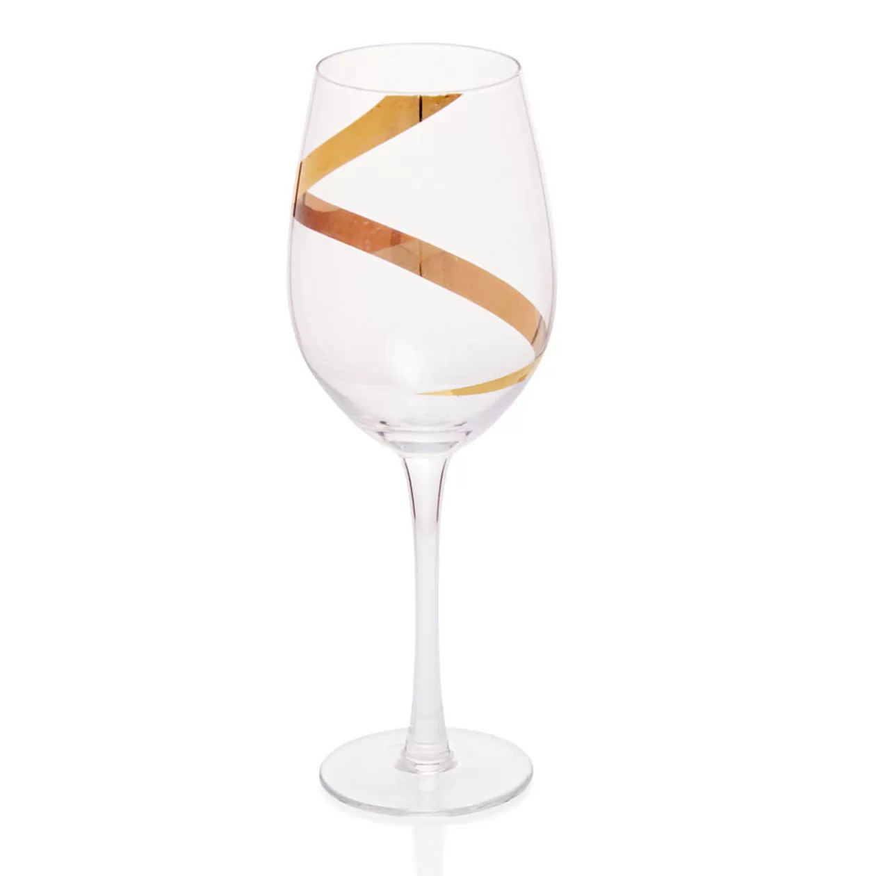 Verre à vin transparent motif ruban doré x3>Gifi New