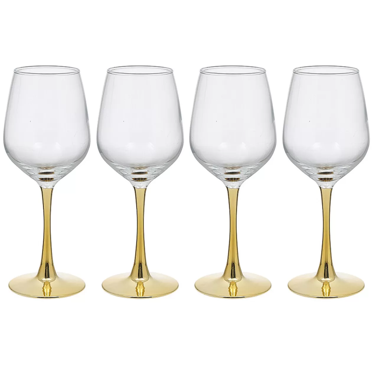 Verre à vin transparent pied doré x4>Gifi Discount
