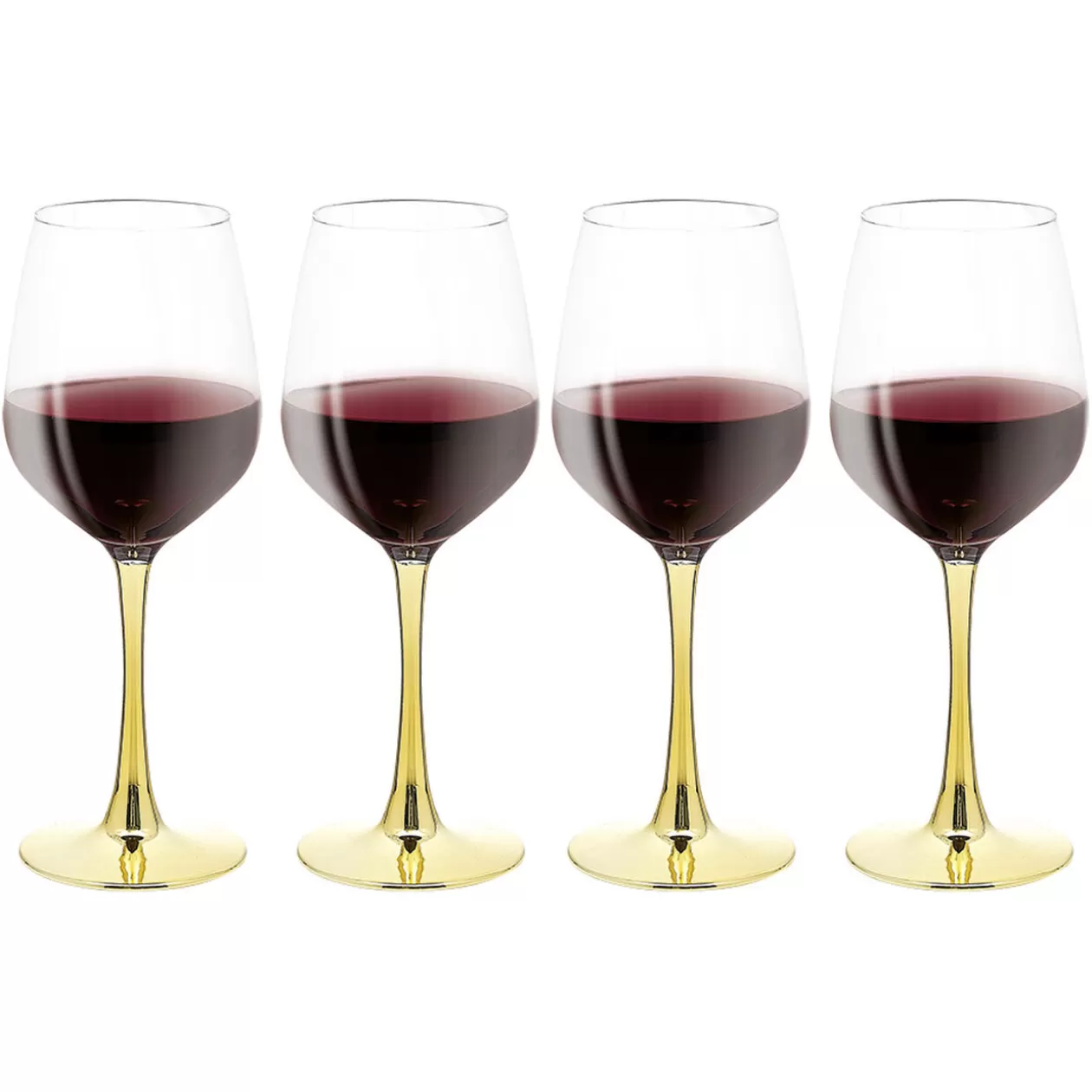 Verre à vin transparent pied doré x4>Gifi Discount