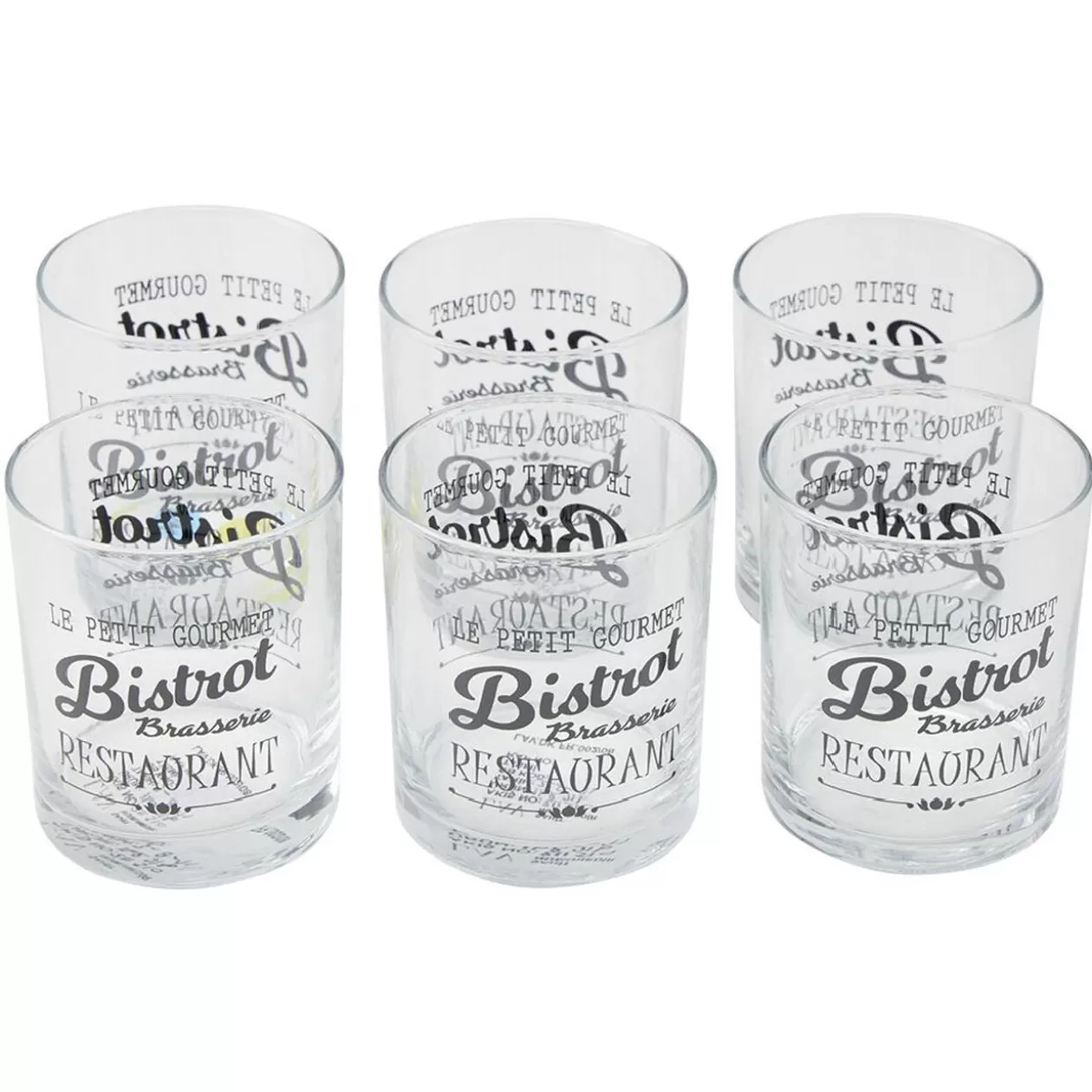 Verre bas en verre transparent design Bistrot x6>Gifi New