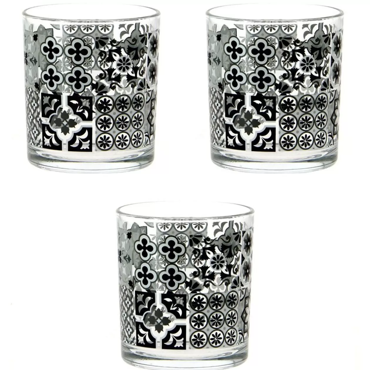 Verre bas motif carreaux de ciment x 3>Gifi Shop