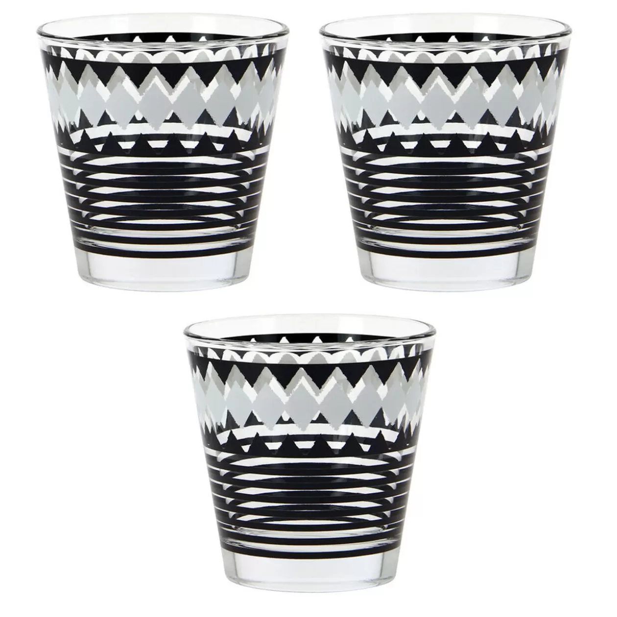 Verre bas motif graphique noir gris x 3>Gifi Clearance