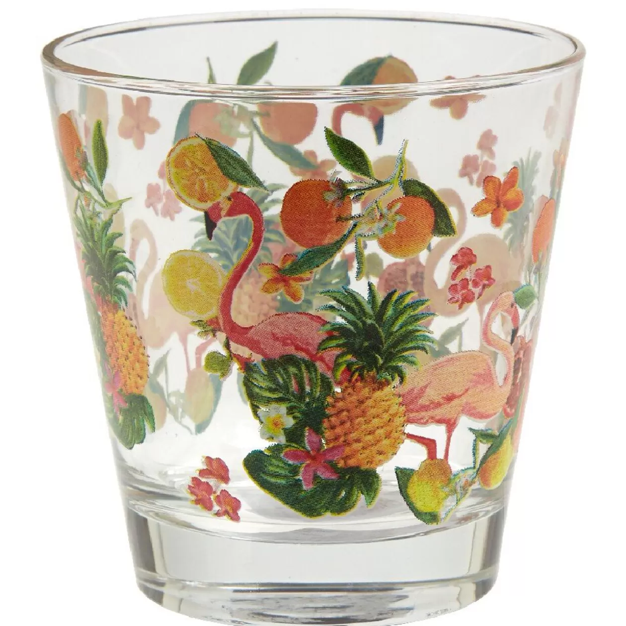 Gifi Verre bas style tropical motif fruits et flamant rose 25cl< Vaisselle Et Accessoires De Table