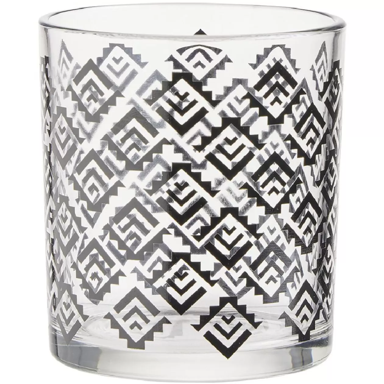 Verre bas transparent motif ethnique noir 25cl x2>Gifi Shop