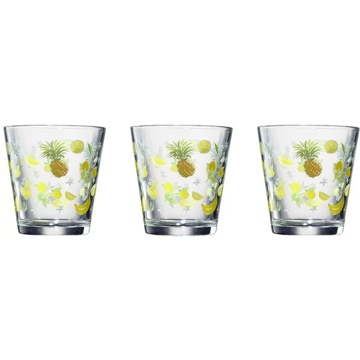 Verre conique bas motif exotique 25,5 cl x3>Gifi Fashion