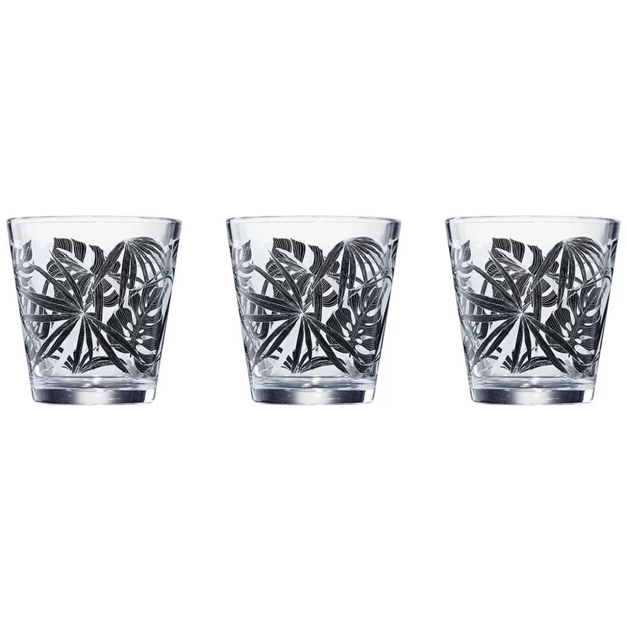 Verre conique bas motif feuillage 25,5 cl x3>Gifi Fashion
