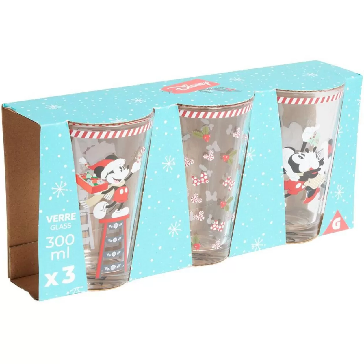 Verre Disney Noël Mickey Minnie 30cl x3>Gifi Cheap