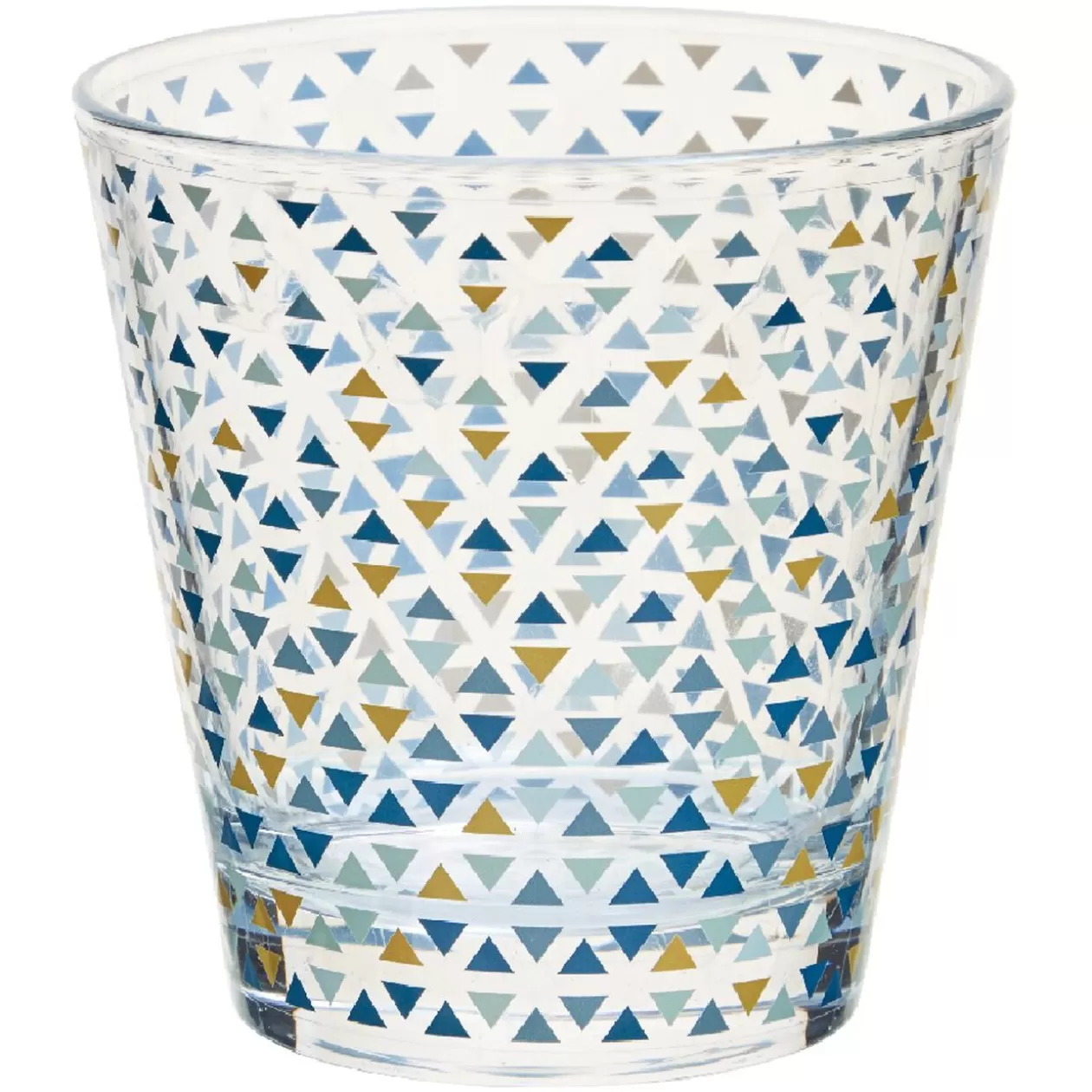 Verre gobelet transparent déco triangles multicolore x 3>Gifi Store
