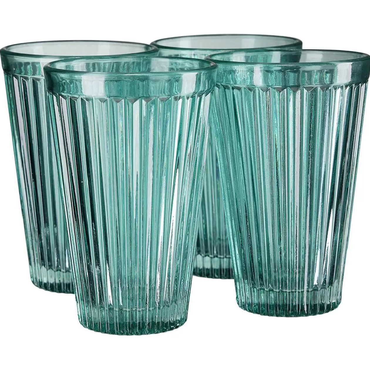 Verre strié bleu 300 ml x4>Gifi Shop