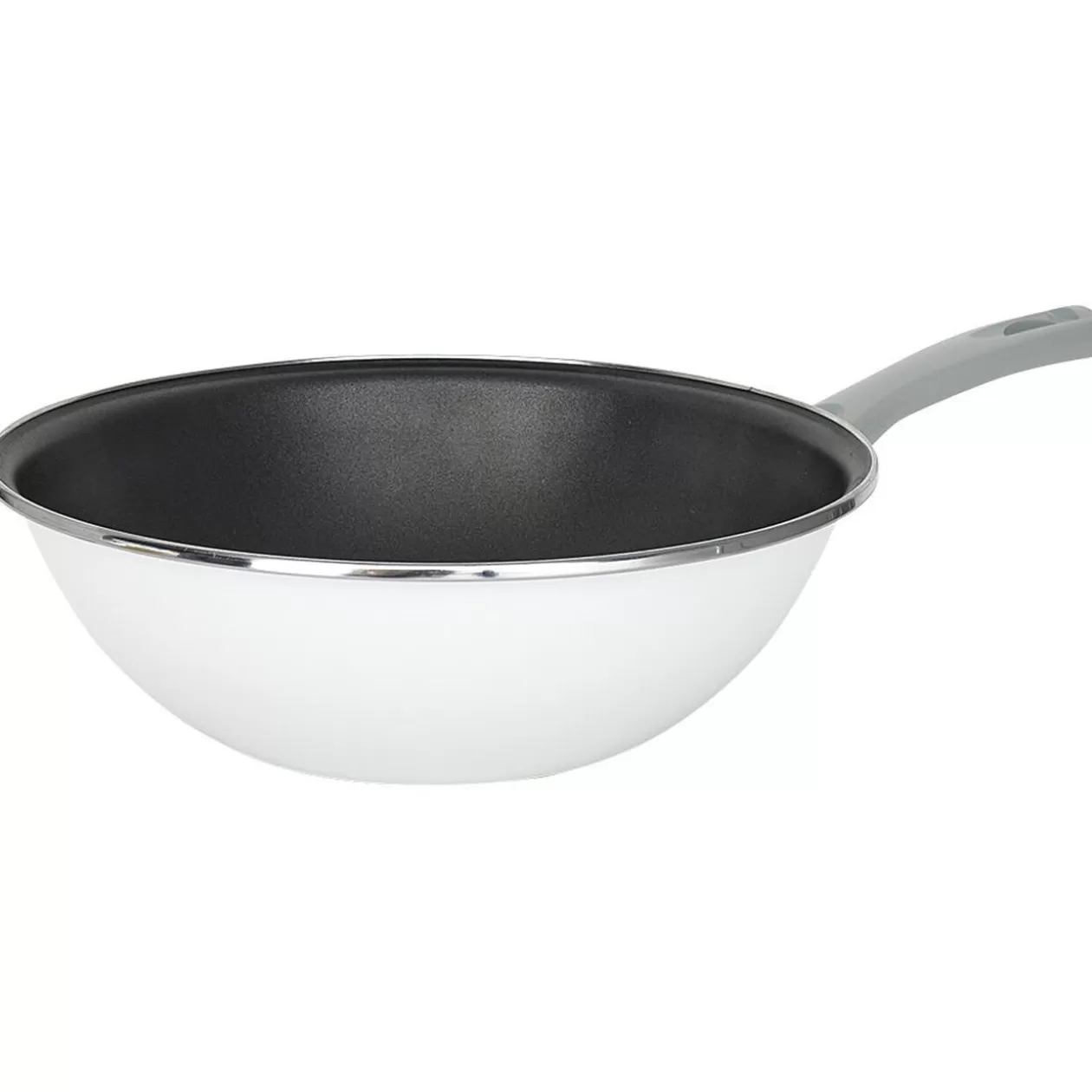 Gifi Wok acier émaillé noir et blanc Ø28cm< Cuisson